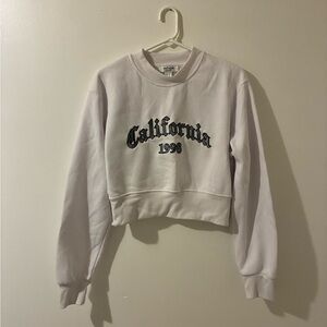 Refuge White California Cropped Sweatshirt